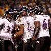 PITTSBURGH - JANUARY 18:  Running back Willis McGahee #23 of the Baltimore Ravens celebrates a touchdown with teammates against the Pittsburgh Steelers during the AFC championship game on January 18, 2009 at Heinz Field in Pittsburgh, Pennsylvania.  (Phot