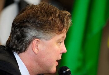 CONCORD, NC - MAY 15:  NASCAR CEO Brian France speaks with the media following practice for the NASCAR Sprint All-Star Race on May 15, 2009 at Lowe's Motor Speedway in Concord, North Carolina.  (Photo by Rusty Jarrett/Getty Images for NASCAR)