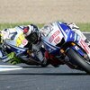 MOTEGI, JAPAN - APRIL 26:  Jorge Lorenzo (R) of Spain and Fiat Yamaha Team and Valentino Rossi of Italy and Fiat Yamaha Team in action during the MotoGP World Championship Grand Prix of Japan at the Twin Ring Motegi race circuit on April 26, 2009 in Moteg