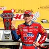 BROOKLYN, MI - JUNE 14:  Mark Martin, driver of the #5 CARQUEST/Kellogg's Chevrolet, celebrates in victory lane after winning the NASCAR Sprint Cup Series LifeLock 400 at Michigan International Speedway on June 14, 2009 in Brooklyn, Michigan.  (Photo by E