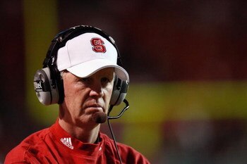 RALEIGH, NC - OCTOBER 16:  Head coach Tom O'Brien of the North Carolina State Wolfpack looks on during the game against the Florida State Seminoles at Carter-Finley Stadium on October 16, 2008 in Raleigh, North Carolina.  (Photo by Kevin C. Cox/Getty Imag