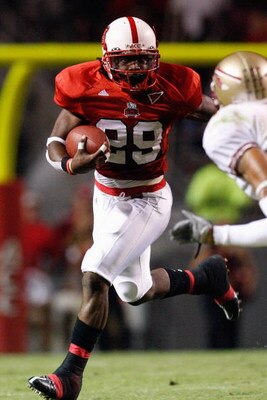 RALEIGH, NC - OCTOBER 16:  Jamelle Eugene #29 of the North Carolina State Wolfpack carries the ball during the game against the Florida State Seminoles at Carter-Finley Stadium on October 16, 2008 in Raleigh, North Carolina.  (Photo by Kevin C. Cox/Getty 