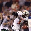 SAN DIEGO, CA - DECEMBER 30:   Wide Receiver Dez Bryant  #1 of the Oklahoma State University Cowboys catches the ball and runs in for a touchdown against the University of Oregon Ducks during the Pacific Life Holiday Bowl at Qualcomm Stadium on December 3