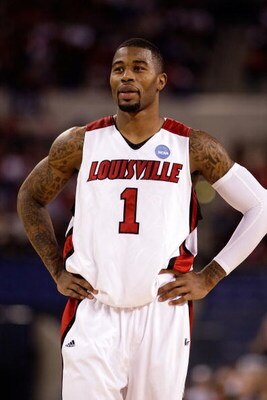 INDIANAPOLIS - MARCH 27:  Terrence Williams #1 of the Louisville Cardinals looks on against the Arizona Wildcats during the third round of the NCAA Division I Men's Basketball Tournament at the Lucas Oil Stadium on March 27, 2009 in Indianapolis, Indiana.