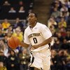 WINSTON-SALEM, NC - FEBRUARY 18:  Jeff Teague #0 of the Wake Forest Demon Deacons dribbles the ball upcourt during their game against the Georgia Tech Yellow Jackets at Lawrence Joel Coliseum on February 18, 2009 in Winston-Salem, North Carolina. The Demo