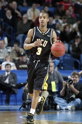 BUFFALO, NY - MARCH 15: Eric Maynor #3 of the Virginia Commonwealth Rams dribbles the ball against the Duke Blue Devils during round one of the NCAA Men's Basketball Tournament at the HSBC Arena on March 15, 2007 in Buffalo, New York. (Photo by Rick Stewa
