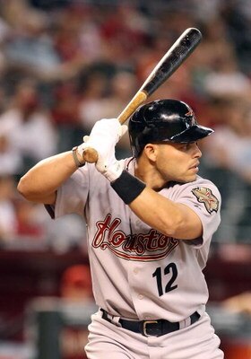 PHOENIX - JUNE 14:  Ivan Rodriguez #12 of the Houston Astros at bat during the major league baseball game against the Arizona Diamondbacks at Chase Field on June 14, 2009 in Phoenix, Arizona. The Astros defeated the Diamondbacks 8-3.  (Photo by Christian 