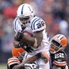 CLEVELAND - NOVEMBER 30:  Joseph Addai #29 of the Indianapolis Colts is tackled during a second quarter run by Brandon McDonald #22 and Leon Williams #94 of the Cleveland Browns on November 30, 2008 at Cleveland Browns Stadium in Cleveland, Ohio.  (Photo 