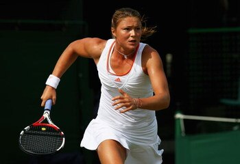 LONDON - JUNE 26:  Dinara Safina of Russia in action during the round two women's singles match against Su-Wei Hsieh of Taiwan, Province of China on day four of the Wimbledon Lawn Tennis Championships at the All England Lawn Tennis and Croquet Club on Jun