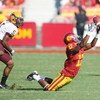 LOS ANGELES - OCTOBER 11:  Travon Patterson of the USC Trojans attemps to make a catch against the Arizona State Sun Devils on October 11, 2008 at the Los Angeles Memorial Coliseum in Los Angeles, California.  USC won 28-0.  (Photo by Jeff Golden/Getty Im