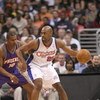 LOS ANGELES, CA - JANUARY 11:  Mardy Collins #25 of the Los Angeles Clippers drives the ball against Leandro Barbosa #10 of the Phoenix Suns on January 11, 2009 at Staples Center in Los Angeles, California.  The Suns won 109-103.   NOTE TO USER: User expr