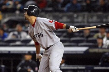 NEW YORK - MAY 04:  Mike Lowell #25 of the Boston Red Sox bats against of the New York Yankees on May 4, 2009 at Yankee Stadium in the Bronx borough of New York City. The Red Sox defeated the Yankees 6-4.  (Photo by Jim McIsaac/Getty Images)