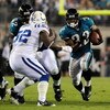 JACKSONVILLE, FL - DECEMBER 18:  Maurice Jones-Drew #32 of the Jacksonville Jaguars runs for yardage during the game against the Indianapolis Colts at Jacksonville Municipal Stadium on December 18, 2008 in Jacksonville, Florida.  (Photo by Sam Greenwood/G