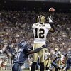 SEATTLE - OCTOBER 14: Marques Colston #12of the New Orleans Saints leaps to make the reception Kelly Jennings #21of  the Seattle Seahawks at Qwest Field on October 14, 2007 in Seattle, Washington. The Saints defeated the Seahawks 28-17. (Photo by Otto Gre