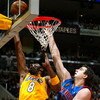LOS ANGELES - JUNE 8:  Mehmet Okur #13 of the Detroit Pistons attempts to block Kobe Bryant #8 of the Los Angeles Lakers in the first half of Game 2 of the 2004 NBA Finals on June 8, 2004 at Staples Center in Los Angeles, California.  NOTE TO USER: User e