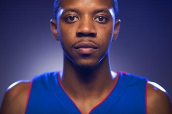 TARRYTOWN, NY - JULY 29:  Walter Sharpe of the Detroit Pistons poses for a portrait during the 2008 NBA Rookie Photo Shoot on July 29, 2008 at the MSG Training Facility in Tarrytown, New York.  NOTE TO USER: User expressly acknowledges and agrees that, by