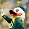EUGENE, CA - SEPTEMBER 29:The Oregon Duck mascot waves to the crowd against the California Golden Bears at Autzen Stadium on September 29, 2007 in Eugene, Oregon.  (Photo by Jonathan Ferrey/Getty Images)