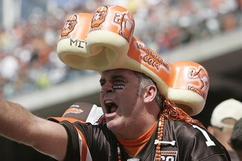 CLEVELAND - SEPTEMBER 16:  A fan of the Cleveland Browns supports his team during the NFL game against the Cincinnati Bengals at the Cleveland Browns Stadium on September 16, 2007 in Cleveland, Ohio. (Photo by Jeff Gross/Getty Images)