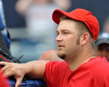 FORT MYERS, FL - MARCH 13:  Pitcher Brad Penny #36 of the Boston Red Sox watches batting practice before play against the New York Yankees March 13, 2009 at City of Palms Park in Fort Myers, Florida.  (Photo by Al Messerschmidt/Getty Images)