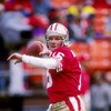 9 Jan 1993: Quarterback Joe Montana of the San Francisco 49ers passes the ball during a playoff game against the Washington Redskins at Candlestick Park in San Francisco, California. The 49ers won the game 20-13.
