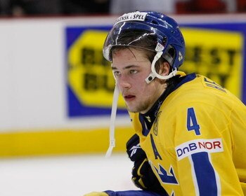 OTTAWA, ON - JANUARY 5:  Victor Hedman #4 of Team Sweden watches post game ceremonies after being defeated by Team Canada during the Gold Medal Game of the IIHF World Junior Championships at Scotiabank Place on January 05, 2009 in Ottawa, Ontario, Canada.