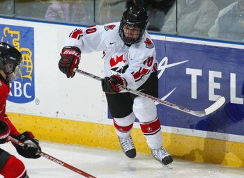 LONDON,ON - JANUARY 3:  Brayden Schenn #10 of Team West flips a puck out in a game against Team Ontario on January 3, 2008 at the John Labatt Centre in London, Ontario. Team Ontario defeated Team West 4-3 to earn a spot in the gold medal game at the World