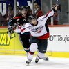 RIMOUSKI, QC - MAY 24:   Ryan Ellis #6 of the Windsor Spitfires gets held by Jamie Benn #14 of the Kelowna Rockets during the 2009 Mastercard Memorial Cup Final at the Rimouski Colisee on May 24, 2009 in Rimouski, Quebec, Canada.  (Photo by Richard Wolowi