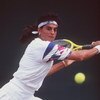 3 JUL 1995:  GABRIELA SABATINI OF ARGENTINA HITS A BACKHAND RETURN AGAINST LISA RAYMOND OF THE USA AT WIMBLEDON. SABATINI WON THE MATCH IN THREE SETS 6-0, 3-6, 7-5. Mandatory Credit: Clive Brunskill/ALLSPORT