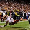 LANDOVER, MD - NOVEMBER 16:  Mike Sellers #45 of the Washington Redskins scores a touchdown in the first quarter against Bradie James #56 of the Dallas Cowboys during their game on November 16, 2008 at FedEx Field in Landover, Maryland.  (Photo by Jim McI