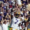 BATON ROUGE, LA - OCTOBER 25:  Patrick Peterson #7 of the LSU Tigers reacts after making a stop against the Georgia Bulldogs during their football game at Tiger Stadium on October 25, 2008 in Baton Rouge, Louisiana.  (Photo by Dave Martin/Getty Images)