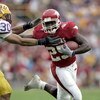 BATON ROUGE, LA - NOVEMBER 25:  Felix Jones #25 of the Arkansas Razorbacks rushes against LaRon Landry #30 of the LSU Tigers on November 25, 2005 at Tiger Stadium in Baton Rouge, Louisiana. LSU defeated Arkansas 19-17.  (Photo by Chris Graythen/Getty Imag