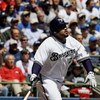 MILWAUKEE - MAY 14: Prince Fielder #28 of the Milwaukee Brewers runs after hitting the ball against the Florida Marlins on May 14, 2009 at Miller Park in Milwaukee, Wisconsin. The Brewers defeated the Marlins 5-3. (Photo by Jonathan Daniel/Getty Images)