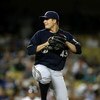 LOS ANGELES, CA - AUGUST 15: Manny Parra #43 of the Milwaukee Brewers throws a pitch against the Los Angeles Dodgers on August 15, 2008 at Dodger Stadium in Los Angeles, California. (Photo by Stephen Dunn/Getty Images)