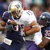TUCSON, AZ - OCTOBER 04: Jermaine Kearse #15 of the Washington Huskies tries to get away from Nate Ness #32 and Marquis Hundley #23 of the Arizona Wildcats after a second quarter catch on October 4, 2008 at Arizona Stadium in Tucson, Arizona.  (Photo by G