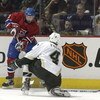 MONTREAL - DECEMBER 22:  Mike Ribeiro #71 of the Montreal Canadiens can't get around Dan Focht #4 of the Pittsburgh Penguins during the game on December 22, 2003 at Molson Centre in Montreal, Quebec, Canada.  (Photo by Harry How/Getty Images)