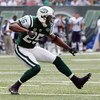 EAST RUTHERFORD, NJ - SEPTEMBER 14: Kerry Rhodes #25 of the New York Jets celebrates a defensive play against the New England Patriots on September 14, 2008 at Giants Stadium in East Rutherford, New Jersey.  (Photo by Jim McIsaac/Getty Images)
