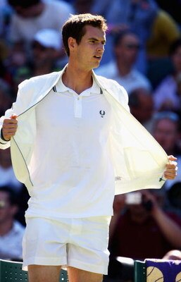 WIMBLEDON, ENGLAND - JUNE 23:  Andy Murray of Great Britain prepares prior to the men's singles first round match against Robert Kendrick of USA on Day Two of the Wimbledon Lawn Tennis Championships at the All England Lawn Tennis and Croquet Club on June 