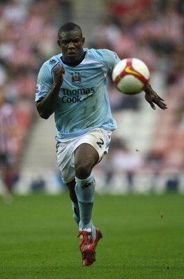 SUNDERLAND, UNITED KINGDOM - AUGUST 31: Micah Richards of Manchester City in action during the Barclays Premier League match between Sunderland and Manchester City at the Stadium of Light on August 31, 2008 in Sunderland, England.  (Photo by Gary M. Prior