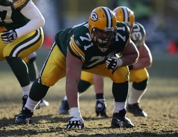 GREEN BAY, WI - DECEMBER 28: Josh Sitton #71 of the Green Bay Packers awaits the snap against the Detroit Lions on December 28, 2008 at Lambeau Field in Green Bay, Wisconsin. The Packers defeated the Lions 31-21. (Photo by Jonathan Daniel/Getty Images)
