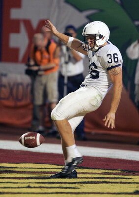 MIAMI GARDENS, FL - JANUARY 3:  Jeremy Kapinos #36 of the Penn State Nittany Lions punts during the Fed Ex Orange Bowl with the Florida State Seminoles at Dolphins Stadium on January 3, 2005 in Miami Gardens, Florida. The Lions won 26-23 in triple overtim