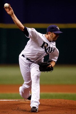 ST PETERSBURG, FL - OCTOBER 23:  Starting pitcher James Shields #33 of of the Tampa Bay Rays throws a pitch against the Philadelphia Phillies during game two of the 2008 MLB World Series on October 23, 2008 at Tropicana Field in St. Petersburg, Florida.  