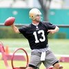 SANTA CLARA, CA - MAY 01:  Quarterback Shaun Hill #13 of the San Francisco 49ers throws the ball during the 49ers Minicamp at their training facilities on May 1, 2009 in Santa Clara, California.  (Photo by Jed Jacobsohn/Getty Images)