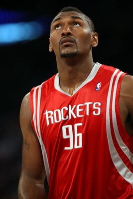 LOS ANGELES, CA - MAY 12:  Ron Artest #96 of the Houston Rockets looks on against the Los Angeles Lakers in Game Five of the Western Conference Semifinals during the 2009 NBA Playoffs at Staples Center on May 12, 2009 in Los Angeles, California. NOTE TO U