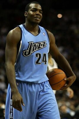 SAN ANTONIO - MAY 20:  Paul Milsap #24 of the Utah Jazz smiles against the San Antonio Spurs in Game One of the Western Conference Finals during the 2007 NBA Playoffs at AT&T Center on May 20, 2007 in San Antonio, Texas. NOTE TO USER: User expressly ackno