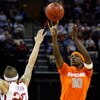 MEMPHIS, TN - MARCH 27:  Jonny Flynn #10 of the Syracuse Orange goes up for a shot over Austin Johnson #20 of the Oklahoma Sooners in the second half during the NCAA Men's Basketball Tournament South Regionals at the FedExForum on March 27, 2009 in Memphi