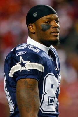 LANDOVER, MD - NOVEMBER 16: Martellus Bennett #80 of the Dallas Cowboys looks on during warmups before the game against the Washington Redskins on November 16, 2008 at FedEx Field in Landover, Maryland.  (Photo by Jaime L. Mikle/Getty Images)