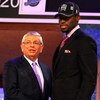 NEW YORK - JUNE 25:  NBA Commissioner David Stern poses for a photograph with the fourth overall draft pick by the Sacramento Kings,  Tyreke Evans during the 2009 NBA Draft at the Wamu Theatre at Madison Square Garden June 25, 2009 in New York City. NOTE 