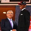 NEW YORK - JUNE 25:   NBA Commissioner David Stern poses for a photograph with the ninth overall draft pick by the Toronto Raptors,  DeMar DeRozan during the 2009 NBA Draft at the Wamu Theatre at Madison Square Garden June 25, 2009 in New York City. NOTE 