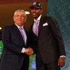NEW YORK - JUNE 25:  NBA Commissioner David Stern poses for a photograph with the tenth overall draft pick by the Milwaukee Bucks,  Brandon Jennings during the 2009 NBA Draft at the Wamu Theatre at Madison Square Garden June 25, 2009 in New York City. NOT