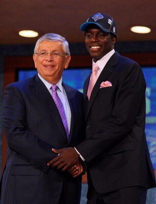 NEW YORK - JUNE 25:  NBA Commissioner David Stern poses for a photograph with the twenty first overall draft pick by the New Orleans Hornets,  Darren Collison during the 2009 NBA Draft at the Wamu Theatre at Madison Square Garden June 25, 2009 in New York